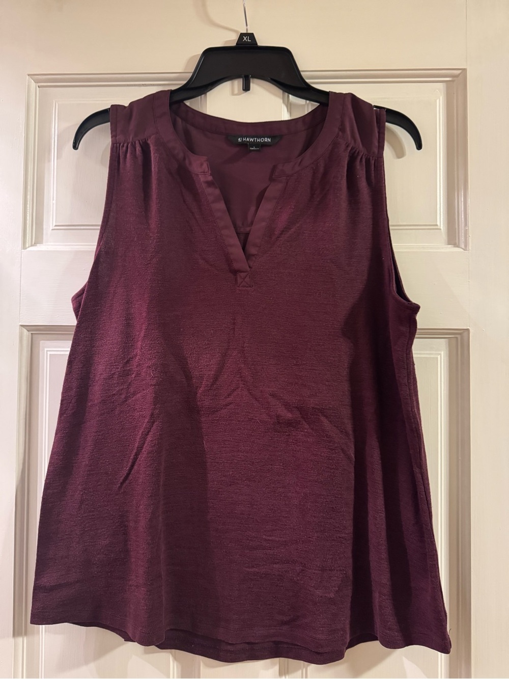 41 Hawthorn Sleeveless Split V-Neck Shell in Wine